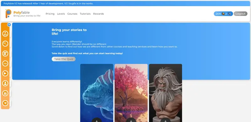 Example of the homepage of polyfable.com